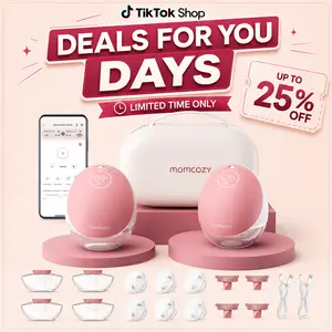 Momcozy  Breast Pump Hands Free Upgraded Mobile Flow | M9, App Discreet Control with Personalized Multi-Modes & 15 Levels, Wearable Breast Pump 24mm, 2 Pack Cozy Red