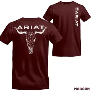 Ariat - Cowboy-style T-shirt Featuring A Western-inspired Bull Skull Design, Bold And Rugged For Both Men And Women, Offering And A Distinctive Look Menswear
