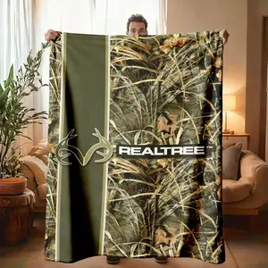 Realtree Camo Flannel Blanket, Large Size, Soft Lightweight Warm, Perfect for Bed Sofa Office Camping Travel, Spring Gift, Lightweight Throw Blanket, Soft Warming Blanket, Soft Cozy Blanket
