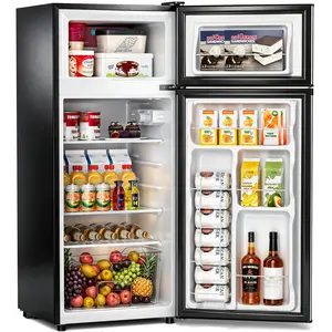 TEHANLD 4.5 Cu.Ft Mini Fridge with Freezer, 2-Door Small Refrigerator with 7-Level Adjustable Thermostat, Quiet Compact Fridge for Bedroom, Apartment, Dorm, Office(Black)