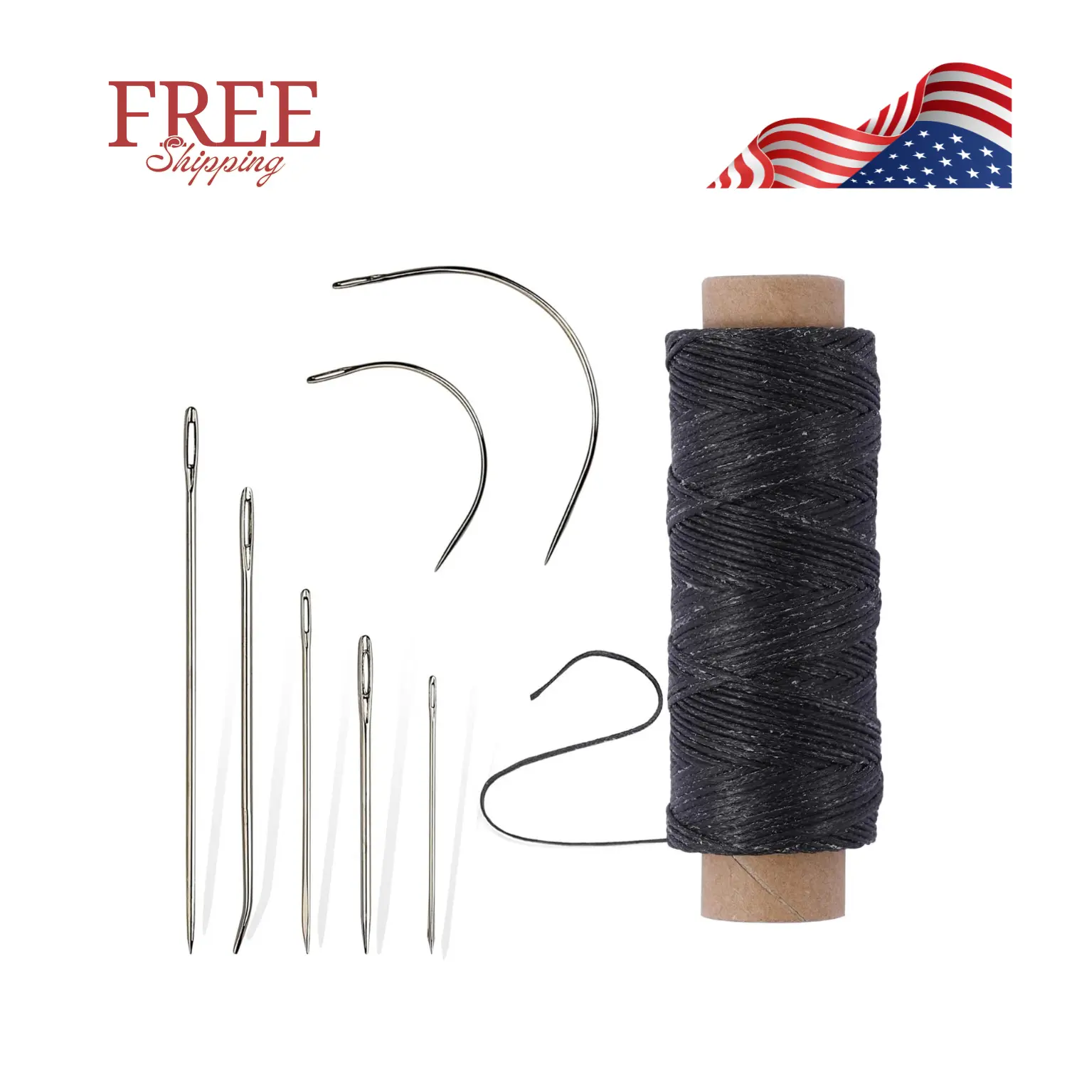 55 Yards Waxed Thread with 7 Pcs Leather Needles