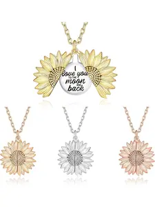 4pcs You Are My Sunshine Necklace Sunflower Necklace for Women Locket Necklace Gift For Girlfriend Mom for Birthdays Valentine's Day
