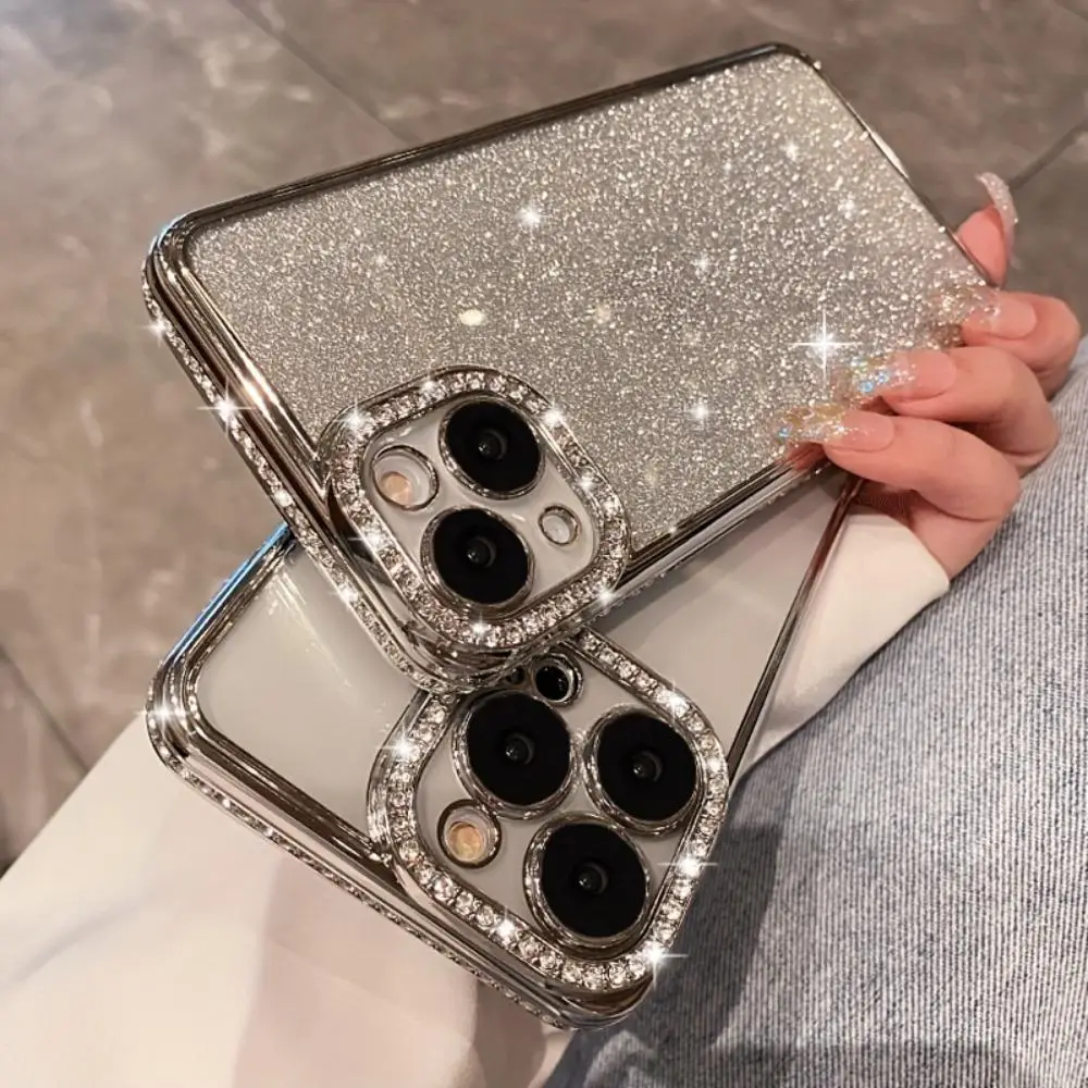 Glitter Rhinestone Decor Phone Case, 1 Count Shockproof Phone Protective Cover, Phone Accessory for iPhone 7 8 X 11 12 13 14 15 Plus 15 Pro Max, Smart