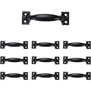 10Pcs 3 Inch Rustic Gate Handle Pulls Vintage Utility Door Pulls for Home Improvement Barn Door Hardware with Screws Black