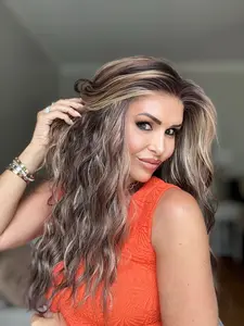 AISOM Marissa Sunlit Mocha Long Water Wave Free Part Lace Front Wig 20 Inches with Scandinavian Hairline Low Density Natural Looking Synthetic Wig