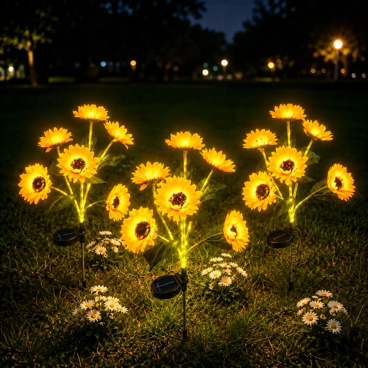 Outdoor Solar Sunflower LED Lights, 2/4/8-Pack Waterproof Garden Stake Decorative Lamps with Automatic Dusk-to-Dawn Glow, Whimsical Decor, Mood Lighting & LED Pathway Lighting, Dorm Essentials, Home Decor, Home Essentials, Camping Essentials