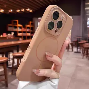 [KQ]Original Liquid Silicone Magnetic Magsafe Case For IPhone 17  Pro Max 16 Plus 13 14 15 13 Pro Glass Camera Protector Camera Control Button Wireless Charger Acrylic Cover