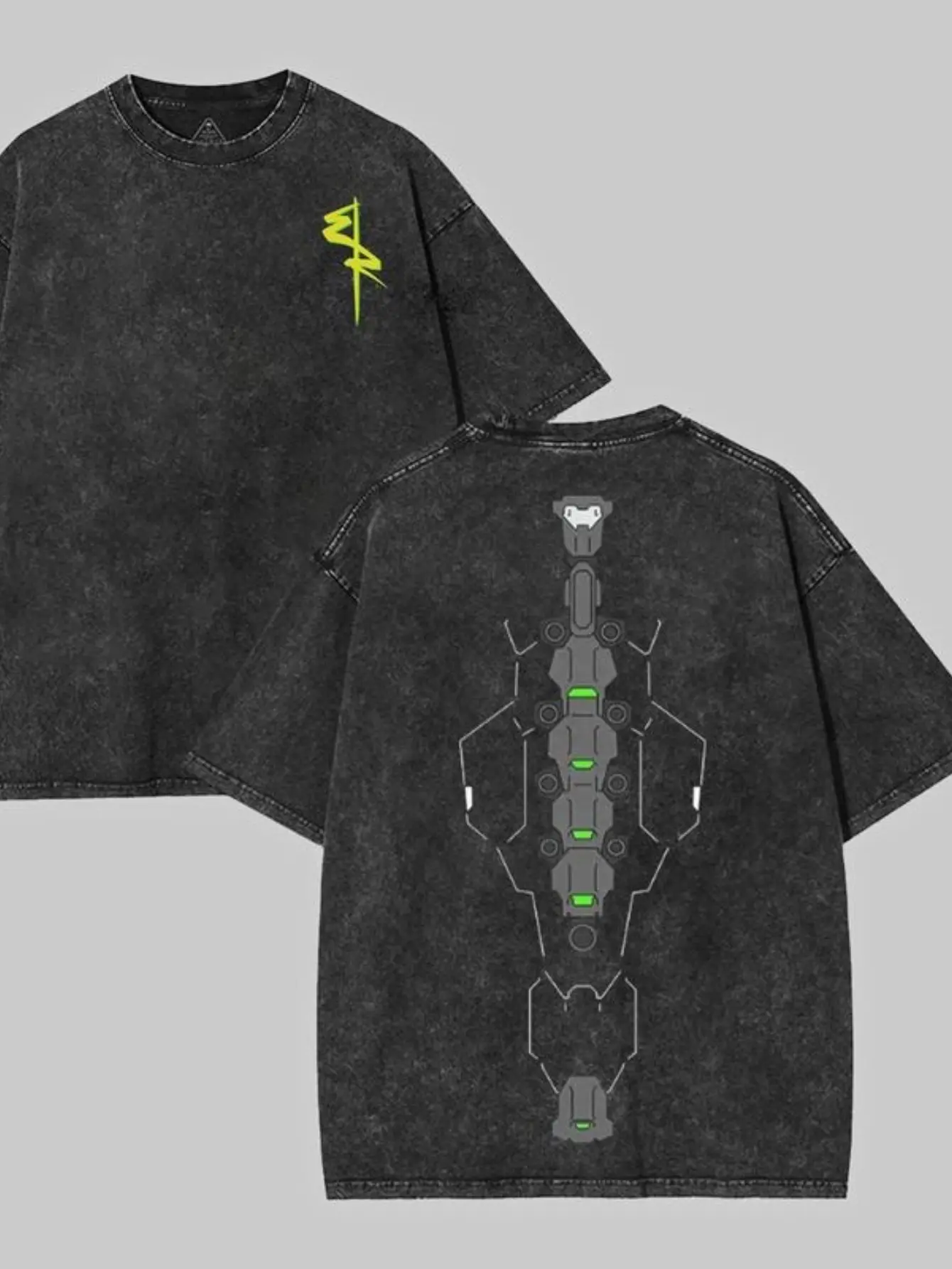 Men's Cyberpunk Graphic T-Shirt, Oversized Alternative Streetwear Tee in Soft Washed 100% Cotton, Short Sleeve Relaxed Fit for Gamers, Tshirt, Graphic Shirts
