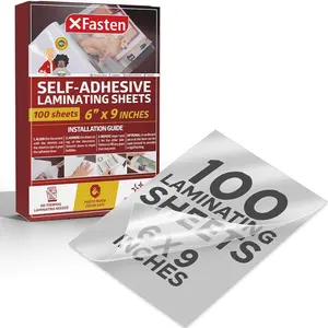 Self-Adhesive Laminating Sheets, 6x9 Inches (152.4mmx220mm), 100-Pack, 4.76 Mil Heavyweight, Archival Safe, Yellowing Resistant, Fasten Self-Laminating Sheets