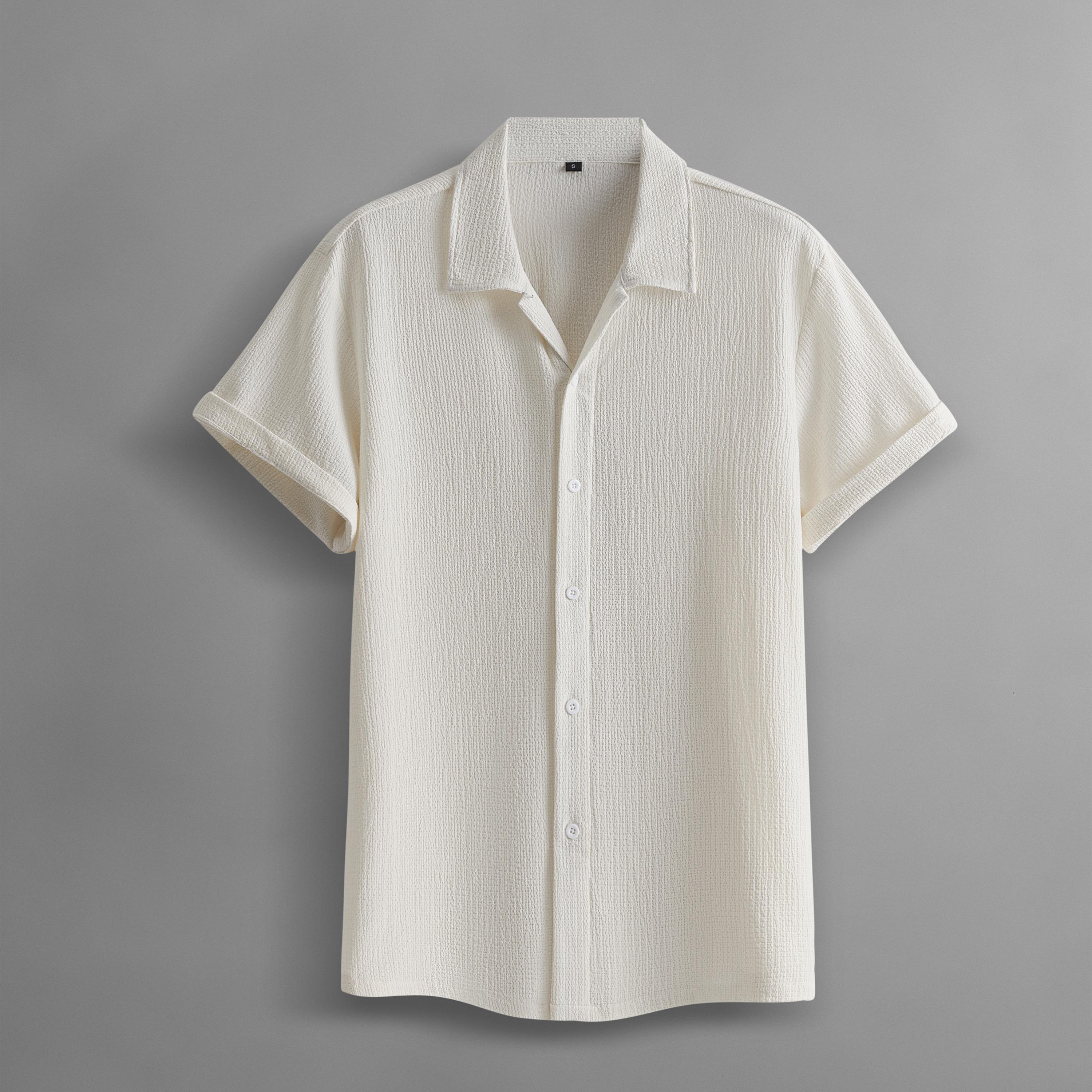 Men’s Summer Lightweight Breathable Solid Color Short-Sleeve Dress Shirts with Turn-Down Collar for Commuting, 4-Pack
