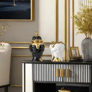 Platinum- Ceramic Vase with Lid, Snow-Melting Shape, Water-Fillable, Decorative Home Accent, Luxurious Centerpieces Vases, Home Decor Accessory, Ideal for Floral Arrangements