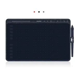 Graphics Tablet HS611 10X6 Inch Drawing Tablet 3 Color with 18 Express Keys Music Touch Bar Battery-Free Digital Pen