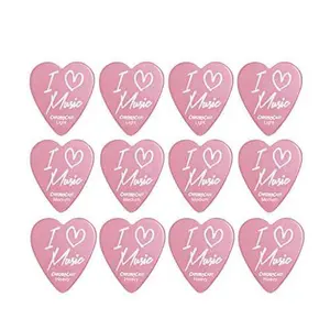 ChromaCast "I Love Music" Heart Shaped Pick 12 Pack in Light, Medium and Heavy Gauge(4 of each)