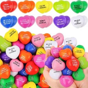SHQDD Stress Balls, 100PCS Bulk Heart Stress Balls, Stress Balls for Adults & Kids, Motivational Quotes Soft Foam Stress Relief Squeeze Toys, Office Classroom Stress Relief Gifts, Perfect Party Favors