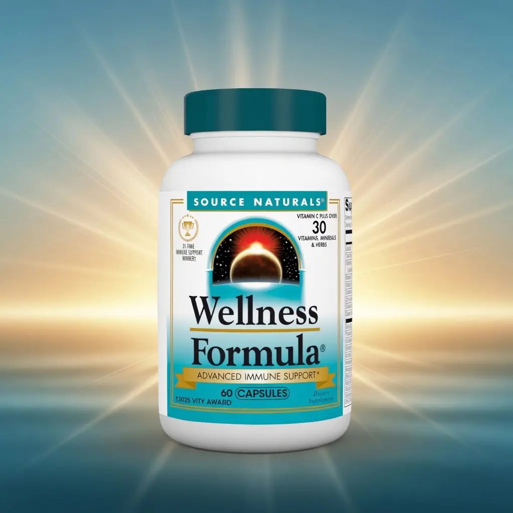 Source Naturals Wellness Formula Bio-Aligned Multi-Ingredient Vitamin Supplement with Zinc, Elderberry, Vitamin A, Elecampane Root, Eleuthero, Horehound & Herbal Blend - Immune Support Dietary Supplement - 60 Capsules for Daily Nutrition