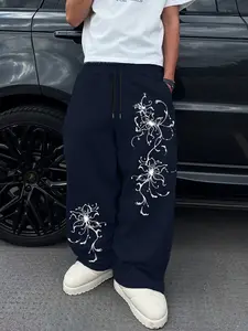 Unisex Casual Joggers, Unique Print Design, Comfortable Fitted Street Style Pants, Suitable for All Seasons