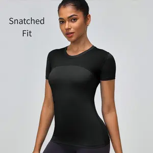 Women Sculpting Seamless Workout Top Breathable Quick Dry Slim Fit Gym Shirt Athletic Yoga Running Activewear Tee