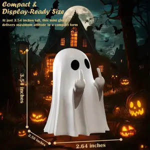 Halloween Funny Ghost Statue Cute Finger, Small Scary Ghost Figurines, Ghost Spooky Halloween Home Decorations, Funny Coffee Table Centerpieces Shelf Mantel Display Ornaments
