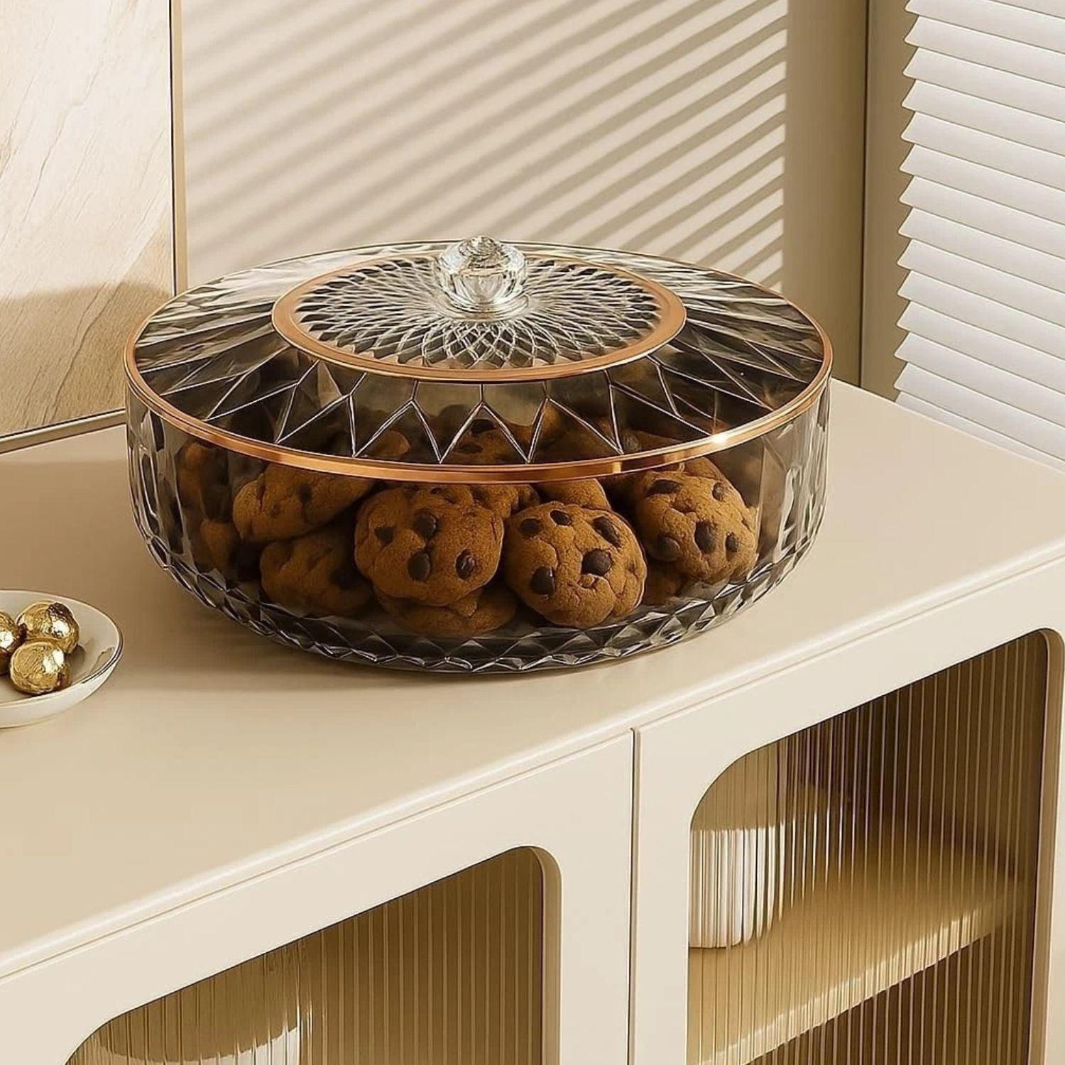 Home Collection Clear Divided Snack Serving Tray with Lid