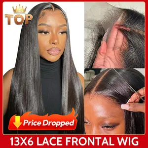 Yawawe Hair 28/30inch 13x6 Lace Frontal Wigs 7x5 Wear Go Glueless Wigs Natural Black Straight lace front wig For Women Medium Size Cap Pre-plucked Pre-bleached Transparent Lace Wigs With Baby Hair Customizable
