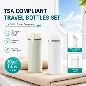 4-in-1 Compact Travel Dispenser Bottles, Leak-Proof Refillable Toiletry Containers, TSA-Approved Travel-Size Jars for Shampoo, Lotion & Soap, Portable for Flight Carry-on & Gym Use Cosmetic Makeup tiktokshopspringglowup