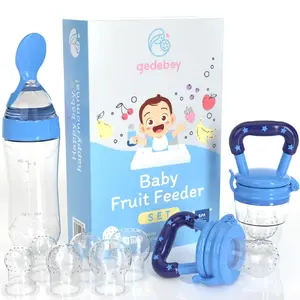 Baby Fruit Feeder Pacifier - 2 Frozen Fruit Teething Pacifier & 1 Baby Food Spoon Feeder Baby Silicone Pacifier Teething