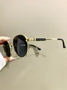 Round Metal Frame Glasses, Fashionable High-End Style Unisex Simple Decoration Eyewear, Stylish Eyeglasses for Men & Women