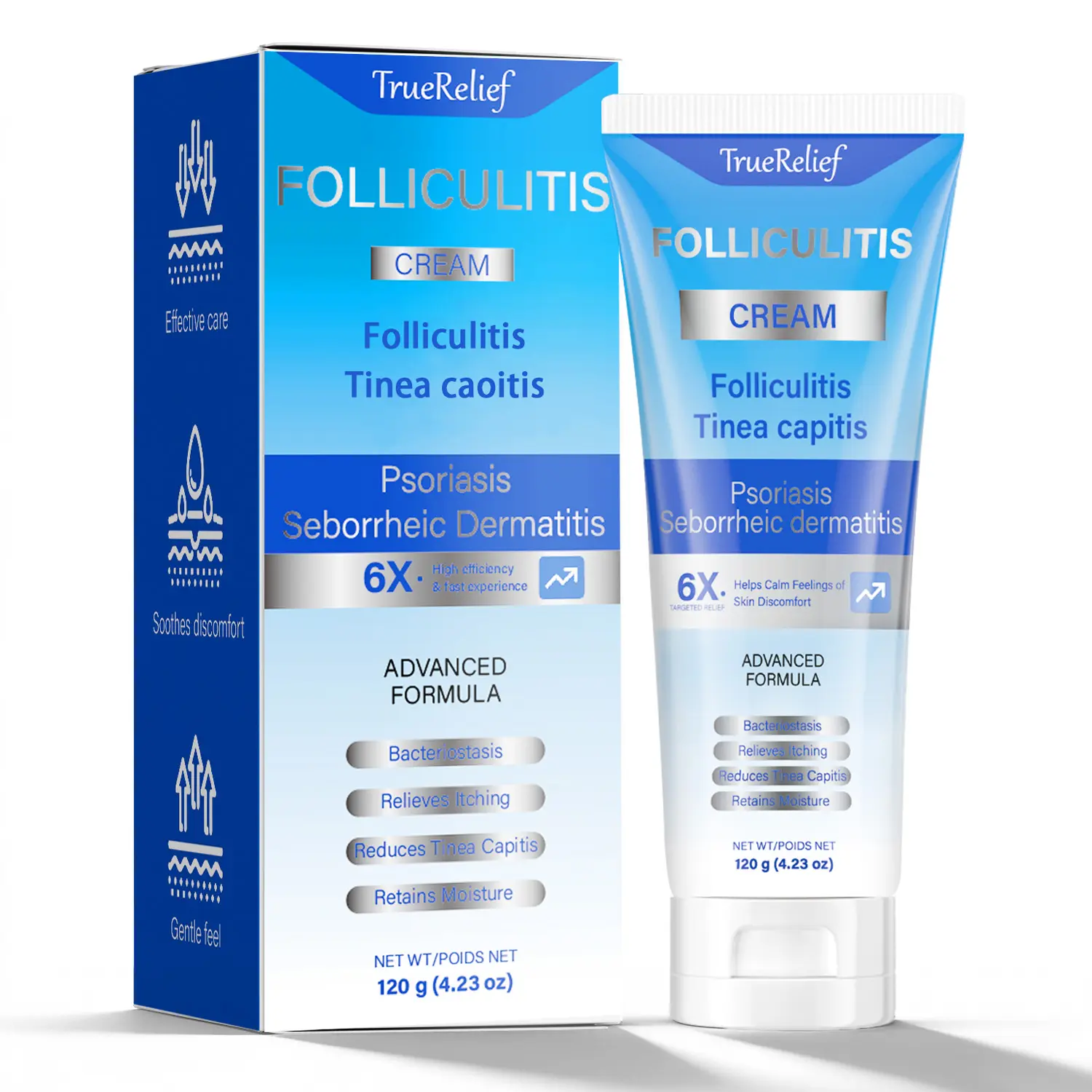 TrueRelief Folliculitis Soothing Cream for Scalp Face and Body, Organic Gentle Botanical Haircare Cream, Moisturizing Calming Daily Care for Irritated Skin and Hair Follicles