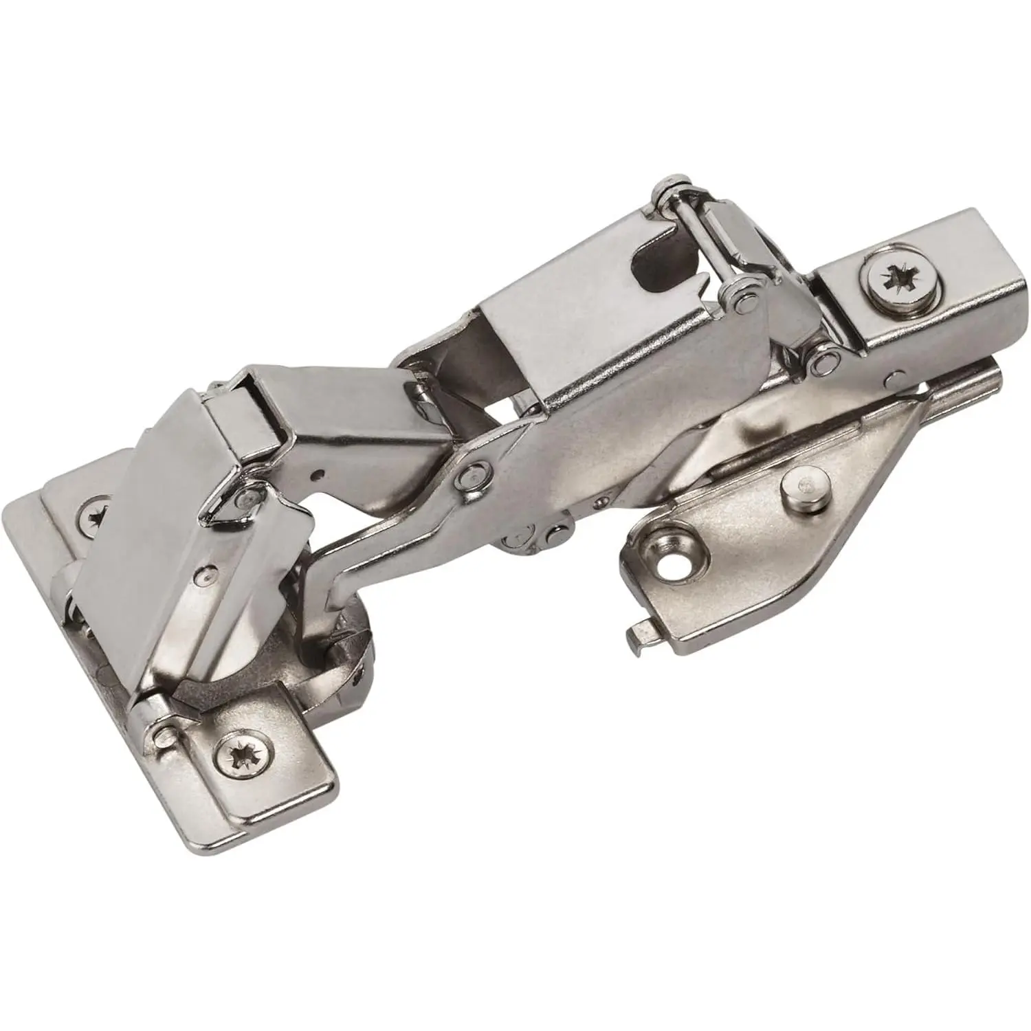2-Pack Nickel Finish Quick Release Adjustable Soft-Close Door Hinges - 165° Angle, Face-Frame Compatible, for Full Overlay Bi-Fold Kitchen Corner Cabs, Ideal for Larger or Heavier Doors