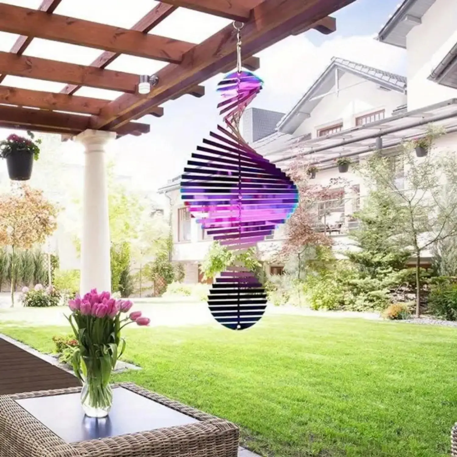 Wind Spinners,3D Hanging Wind Spinner,Wind Spinners for Yard and Garden,Metal Flowers,Metal Yard Art,Outdoor Hanging Decor,Garden Decor for Outside,Christmas Decorations Outdoor Yard