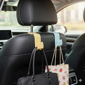 Hidden Car Seat Hooks 2-Pack: Invisible Backseat Organizer, Multi-Function Headrest Hook Holds 5kg, Space-Saving Car Storage for Rear Seat Organization.