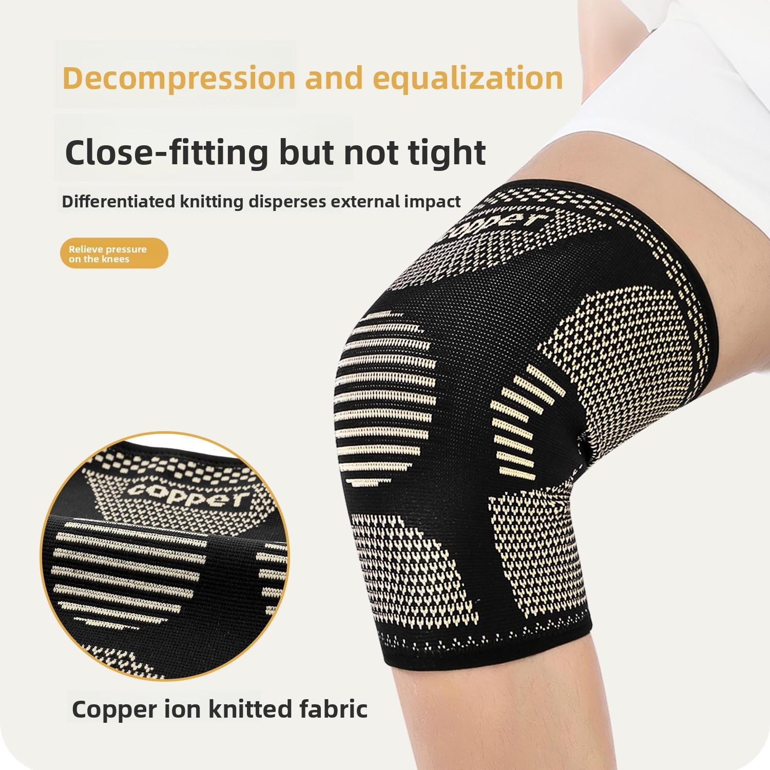 Outdoor sports basketball running fitness copper fiber knitted knee guard elastic compression breathable copper ion knee protection