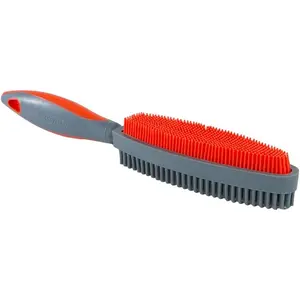 Furemover Duo Pet Hair Rubber Brush, Dual Sided to Easily Remove Fur and Lint from Clothing and Upholstery, Thick Bristles Groom Dogs and Cats, Easy to Clean, Colors May Vary