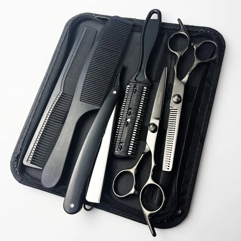 Hair Cutting Scissors Kit, 6 Counts/set Barber Haircut Kit, Professional Barber Supplies & Equipment Haircutting Tool Accessories, New Craftsmanship Shears & Tool Set for Salon & Home, Hair Cutting Kits