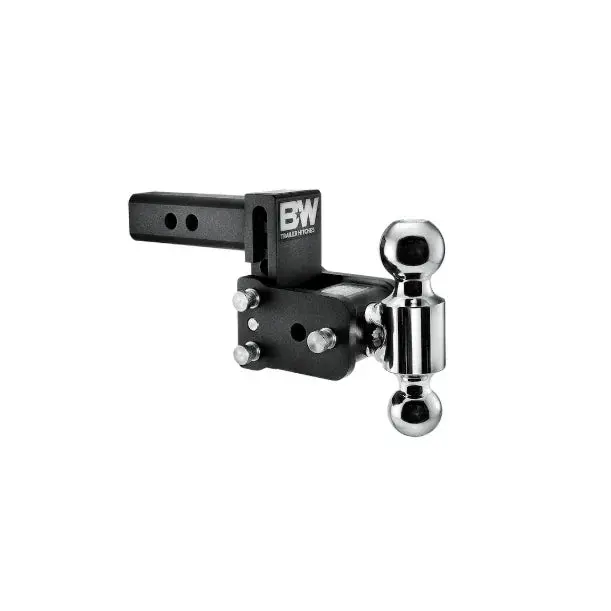 B&W Trailer Hitches Tow & Stow Adjustable Steel Hitch with Adjustable Ball Height for 2 in Receivers, 3" Drop, Dual Ball, 10,000 lb GTW, Powder Coated, TS10033B, Fully Universal, With Hitch Pin