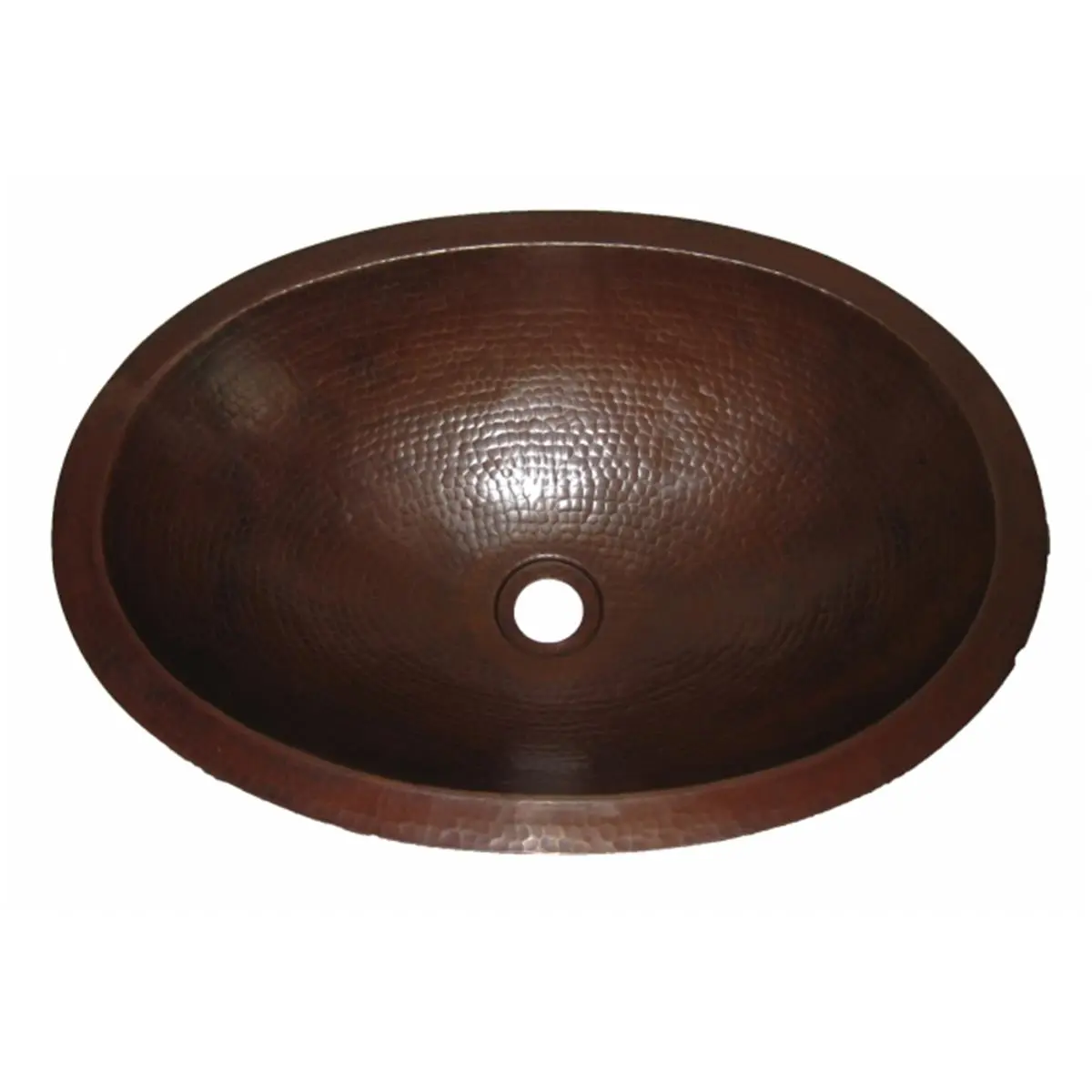 212 MAIN Novatto TCU-002AN QUITO Oval Undermount Hand-Hammered Copper Bath Sink with Antigua Finish, Flat Lip, 19-Inch Width, 19x14x6 in