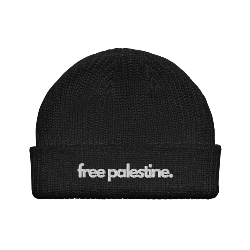 Free Palestine Fishermen's Beanie | Cozy Knit Hat for Activism & Support | Unisex Winter Headwear | Handmade and Ethical Gift Idea