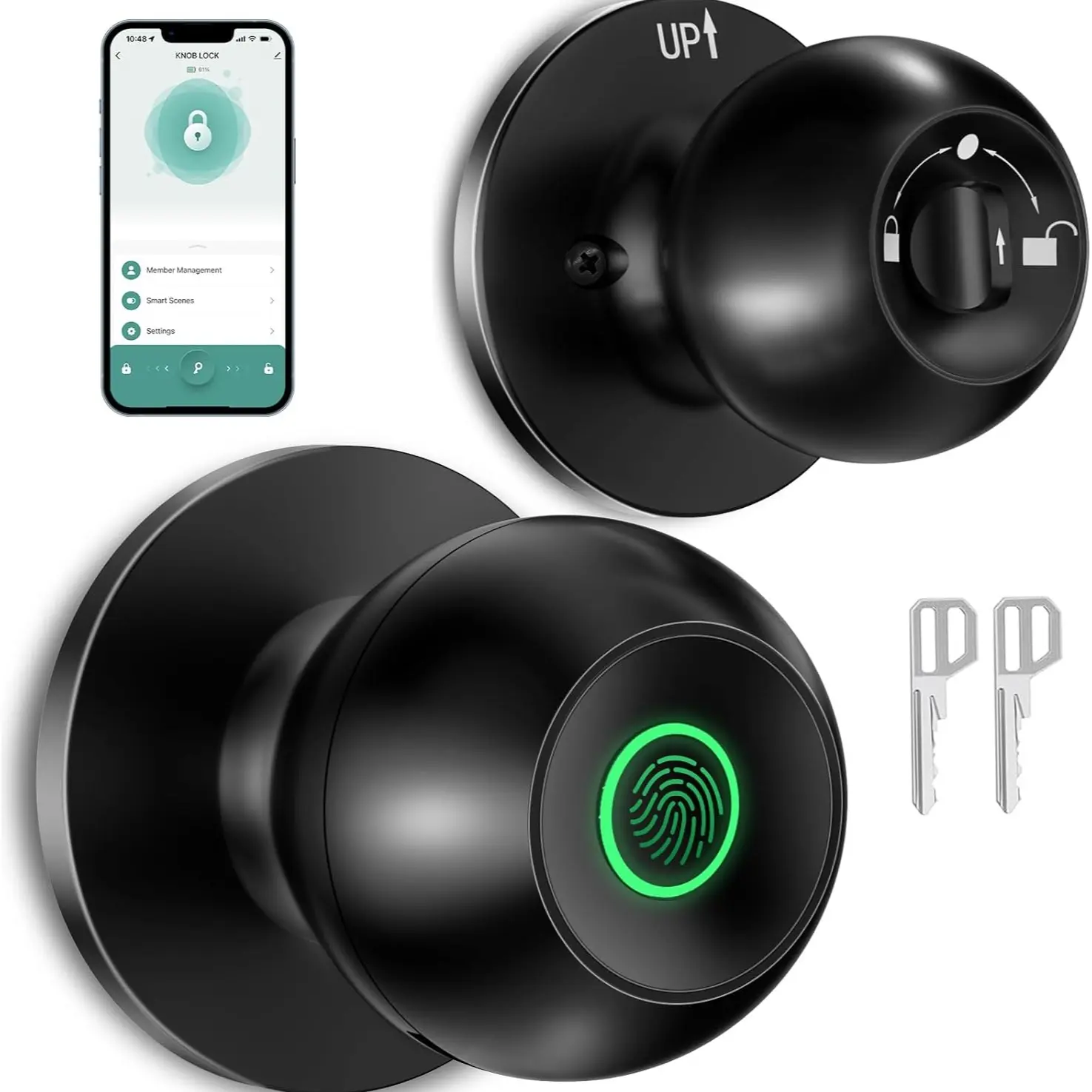 (GEN 2)Black-1pc(With App&Fingerprint&Key)