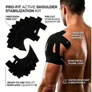 Kinesiology Tape for Shoulder Pain Relief Pre Cut Sports Waterproof Breathable Enhance Elastic Kinesiology Athletic Tape for Shoulder Support and Muscle Sports(Black)