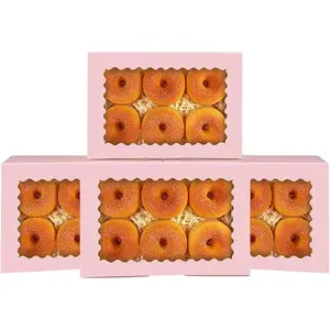 50 count  Cookie Box with Window 9x6x2.5 inch Pastry Macaron Bakery Box For Packaging