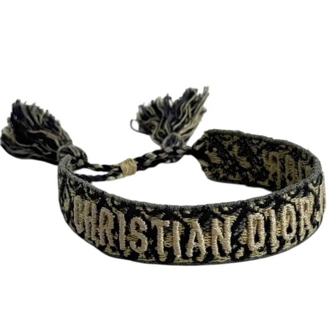 Pre-owned Dior Cotton Small Leather Goods Christian JADIOR Fabric Bracelet
