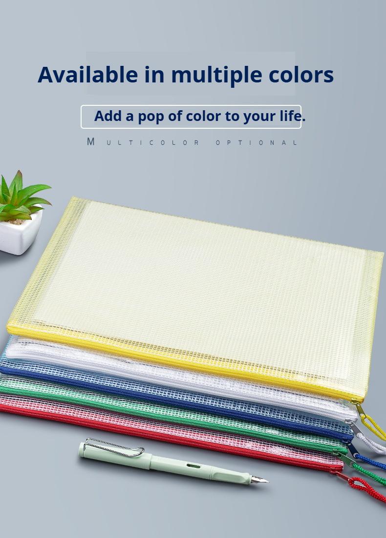 5 Pack A4 Mesh Zipper File Bags, Waterproof Document Pouch, Large Capacity Organizer for School Office 5 Pack A4 Mesh Zipper File Bags, Waterproof Document Pouch, Large Capacity Organizer for School Office