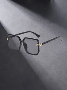 Square Frame Men's Sunglasses, Casual Decorative Lens, All over Print, Unisex Fashion Accessory, Daily Wear, Work & Leisure