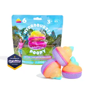 Hydroburst 6-pack Reusable Water Balloons, Water Balloons For The Pool, Beach Toys And Outdoor Play Toys, Includes 6 Refillable Balloons With Poopy Faces