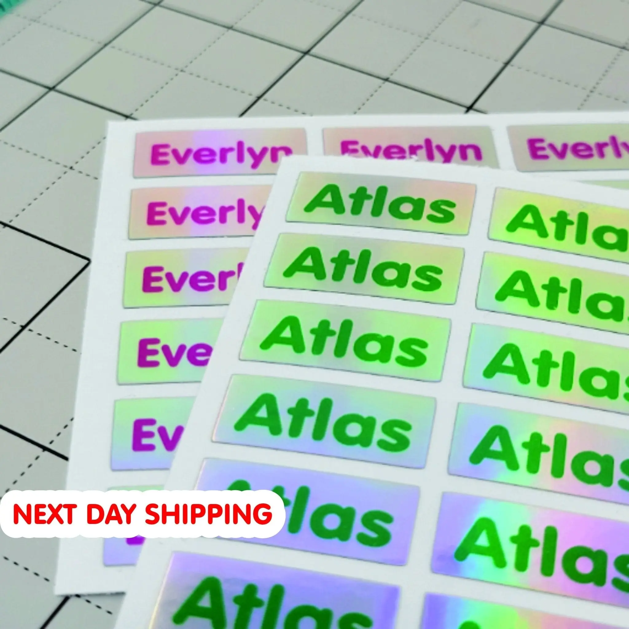 SMALL NAME LABELS, Holographic Name Stickers Daycare Labels, School stickers, Full Color Labels, Waterproof Name Labels, Personalized Labels
