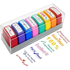 Teacher Stamps for Classroom Grading Parent Signature Self-Inking Stamp Set for Teachers Appreciation Gifts for Women with Motivational Encouraging Back to School Homeschool & Teacher Supplies (8Pcs)