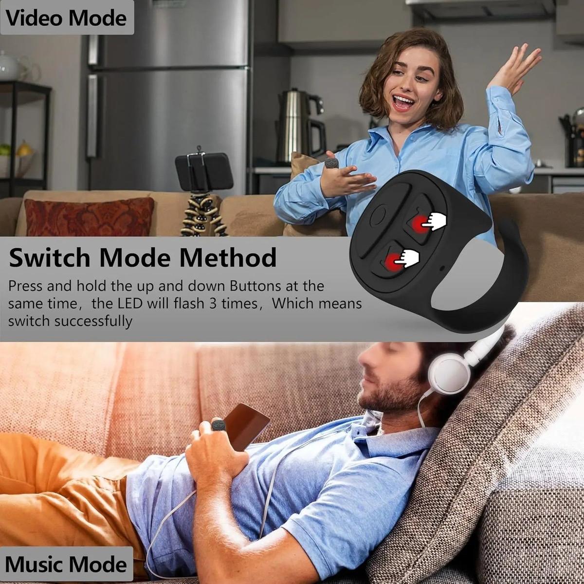 Tiktok Ring Scroller Blutooth Remote Control Selfie Video Controller for iPhone & Kindle - Smartphone Cellphone Accessory