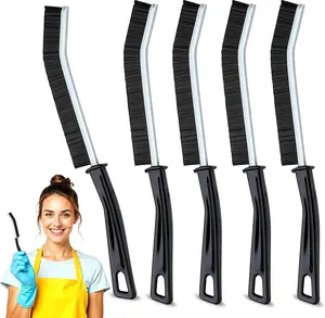 5pcs Gap Cleaning Brushes, Slim Flat Curved Brush for Narrow Gaps,Deep Crevices and Small Spaces, Durable High Elastic Material, Easy to Clean, No Residue, Kitchen & Bathroom Cleaning Tool