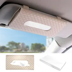 Universal car tissue box minimalist style automotive interior accessory premium leather car tissue box sun visor tissue dispenser suitable for most car models