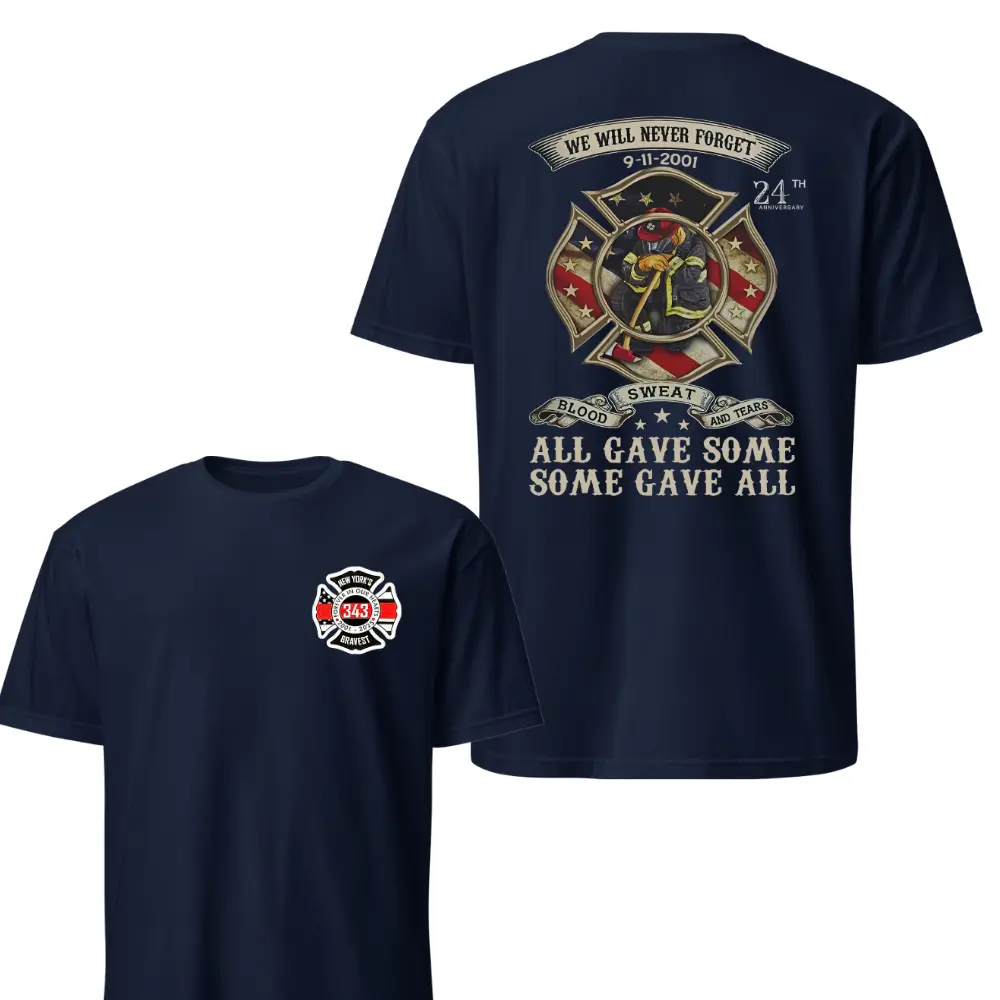 Never Forget 9/11 Firefighter Tribute T-Shirt, 343 Heroes Graphic Tee, Soft Cotton Blend Shirt, Memorial Apparel for Men & Women, 9/11 Commemorative Gift